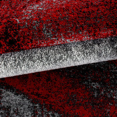 Bettumrandung Teppich abstrakt Schatten Optik 3 teilig Läufer Set Schlafzimmer Flur Rot Grau Schwarz Weiß meliert