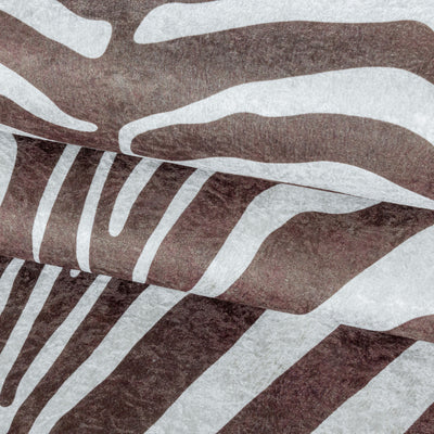 Teppich Waschbar Flachgewebe Wohnzimmerteppich Robust Zebra Fell Motiv Braun