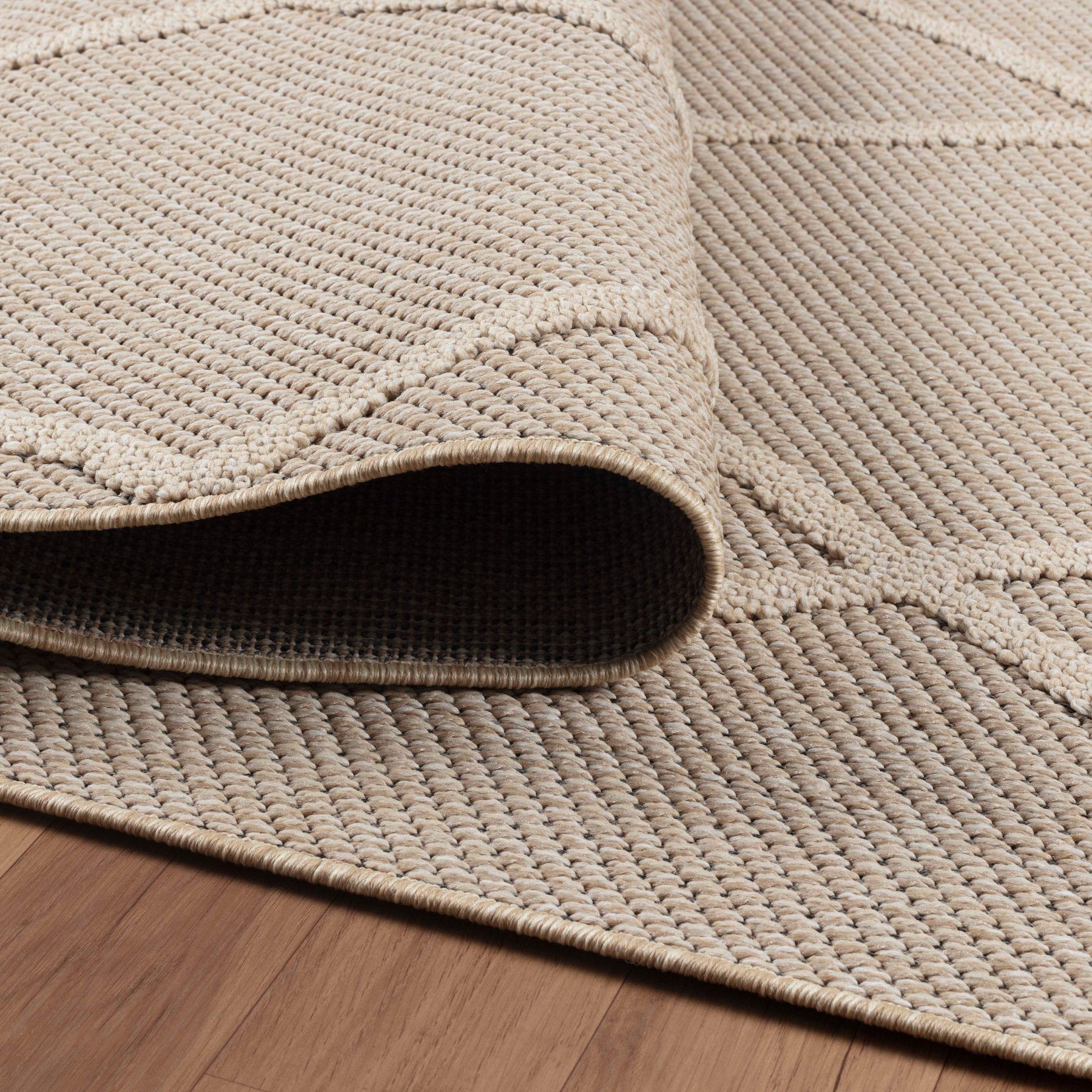 Flachgewebe Teppich Outdoor – Muster Boho In- Beige|SIMRUG.DE Rauten Skandinavisch Einfarbig