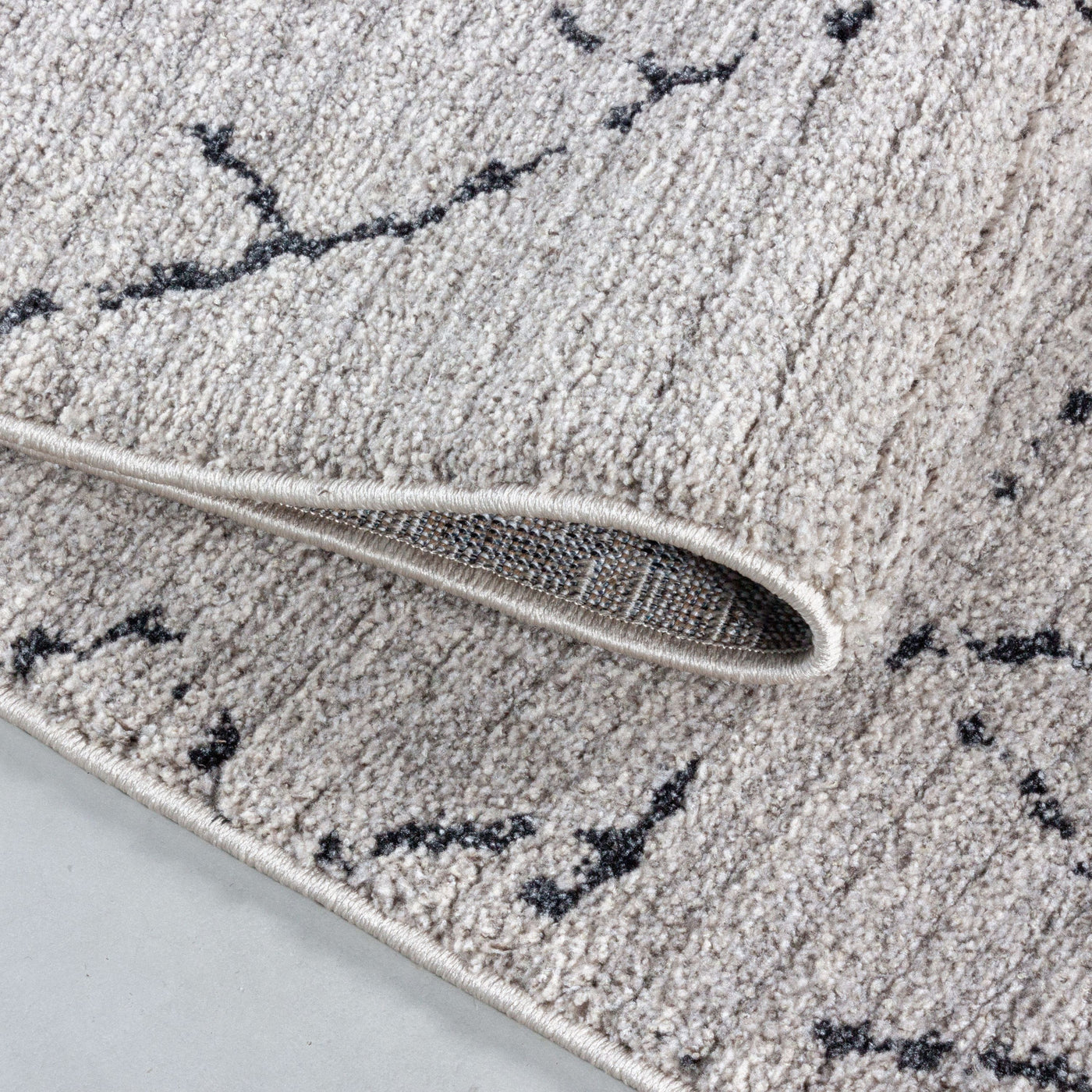 Kurzflor Teppich FES Wohnzimmer Berber Design Beige Pflegeleicht