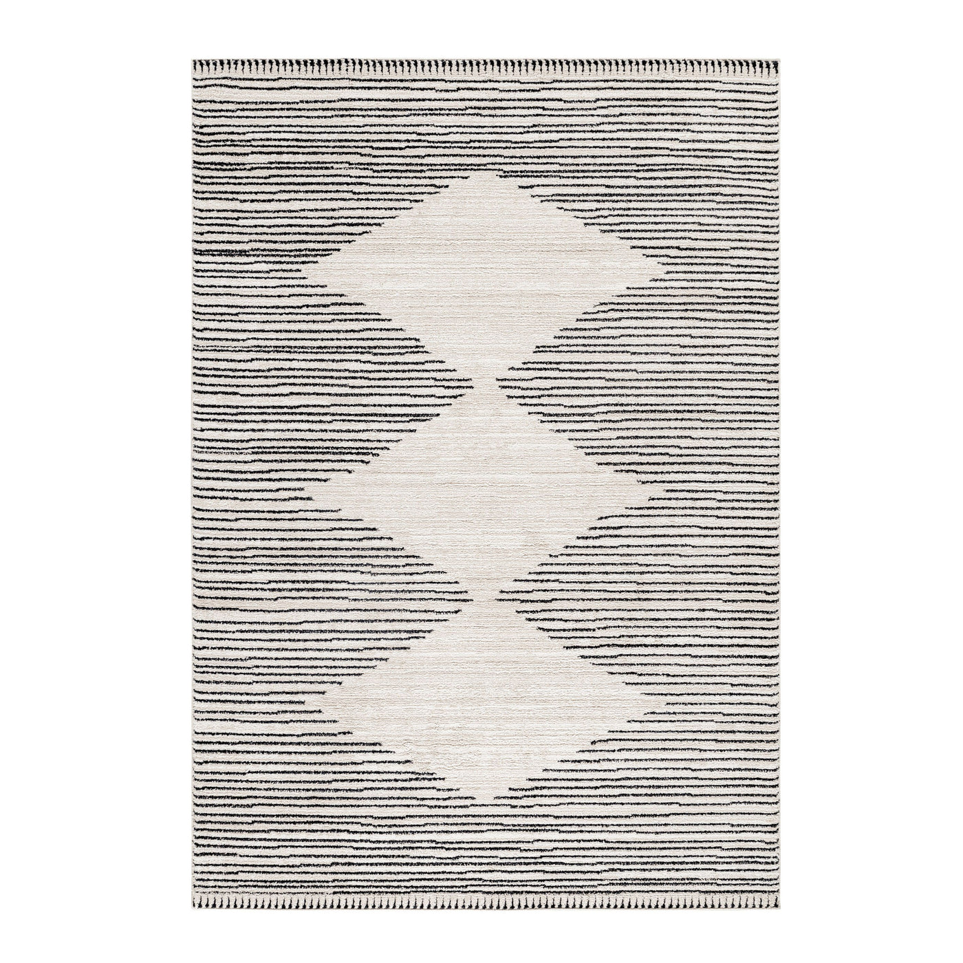 Kurzflor Teppich FES Wohnzimmer Berber Design Streifen Pflegeleicht