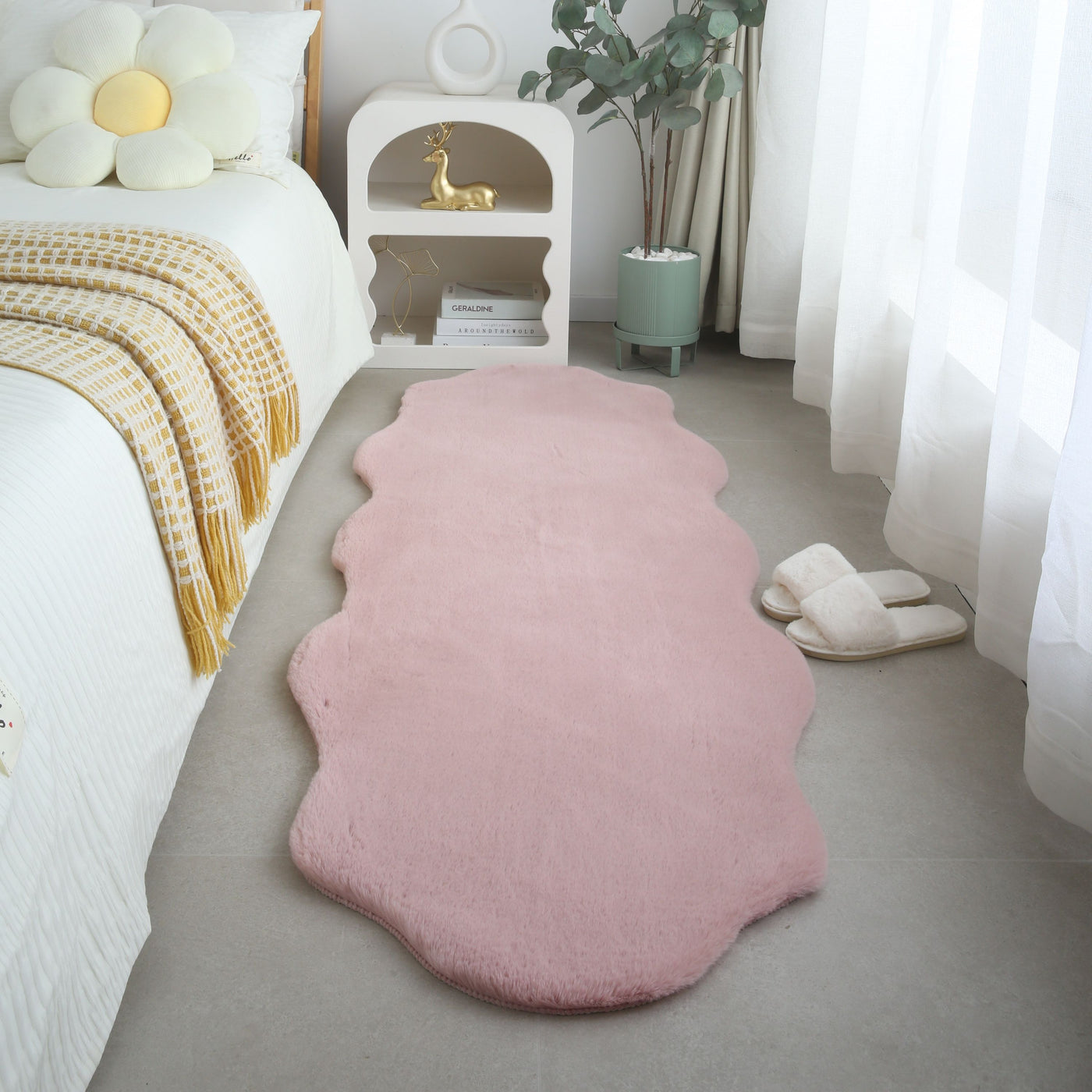Teppich Plüsch Einfarbig Schaffellform Kunstfell Kinderzimmer verschiedene Farben