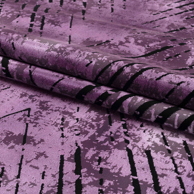 Kurzflor Dünner Teppich Vintage Design Violett viskose optik Teppich Wohnzimmer