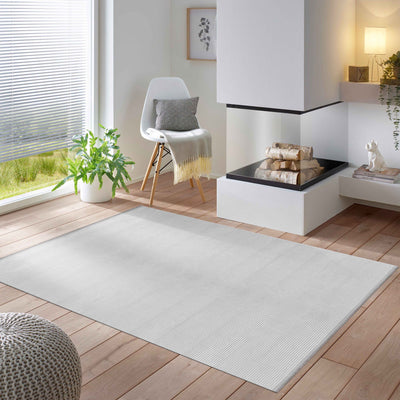 Modern Design Wohnzimmer Teppich Einfarbig Silber Boho-Stil Waschbar Anti-Rutsch