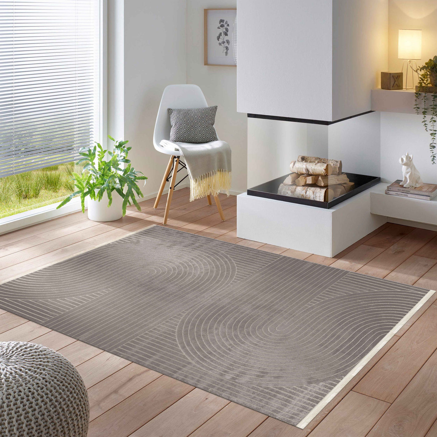 Modern Design Wohnzimmer Teppich Einfarbig Braun Boho-Stil Waschbar Anti-Rutsch