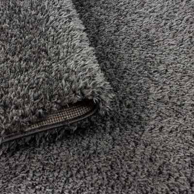 Bettumrandung Schaffel Teppich Läuferset 3 teilig Hochflor Einfarbig Langflor Schlafzimmer Flur Farbe Grau