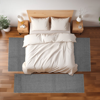 Bettumrandung Teppichläufer, Cut-Loop Teppich, Einfarbig Meliert Optik Deko Teppich Schlafzimmer