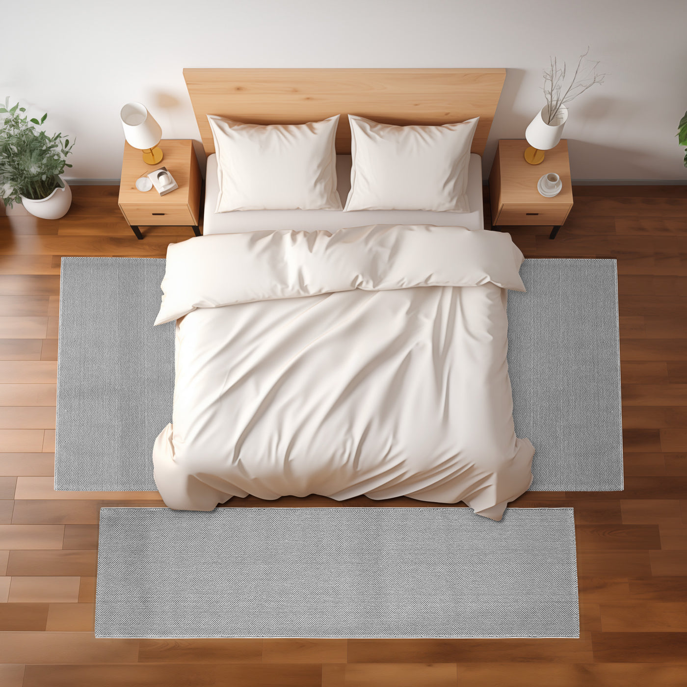 Bettumrandung Teppichläufer, Cut-Loop Teppich, Einfarbig Meliert Optik Deko Teppich Schlafzimmer