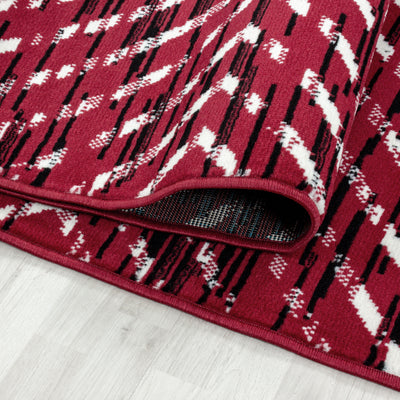 Teppich Läufer Set Schlafzimmer Kurzflor Weich Bettumrandung 3 Teile Rot