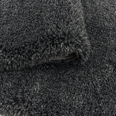 Teppich Läufer Set Schlafzimmer Hochflor Shaggy Soft Bettumrandung Grau
