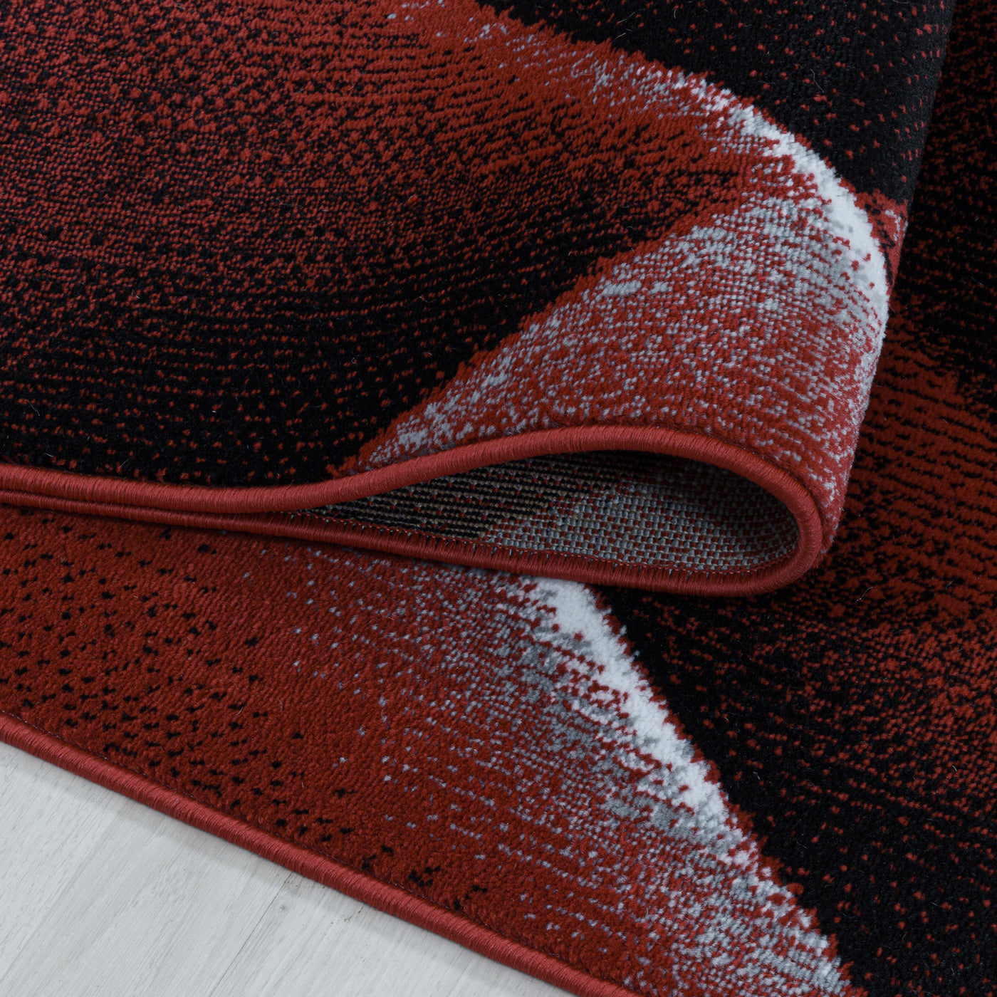 Teppich Läufer Set Schlafzimmer Kurzflor Weich Bettumrandung 3-D Motiv Rot
