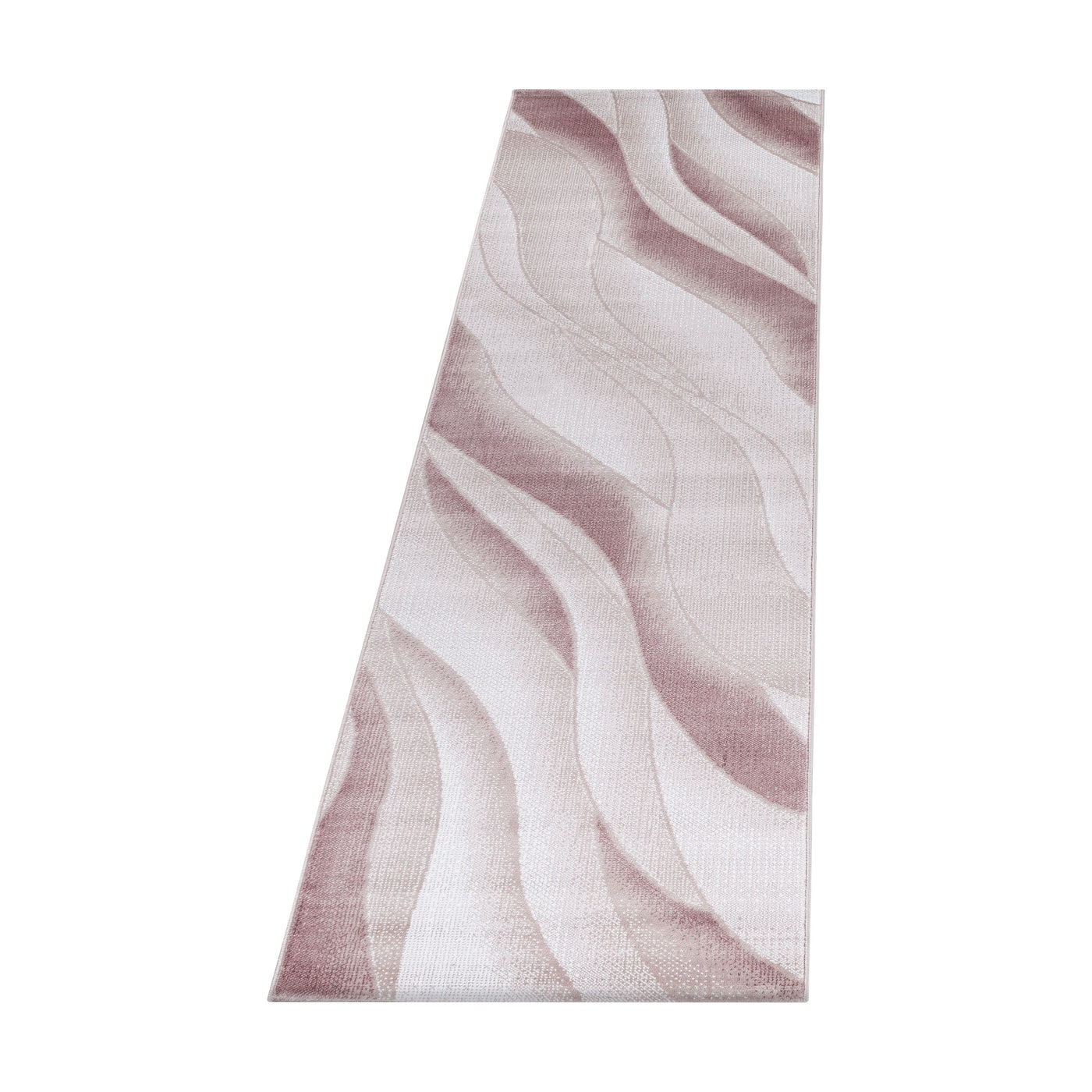 Teppich Läufer Set Schlafzimmer Kurzflor Weich Bettumrandung Wellen Motiv Pink