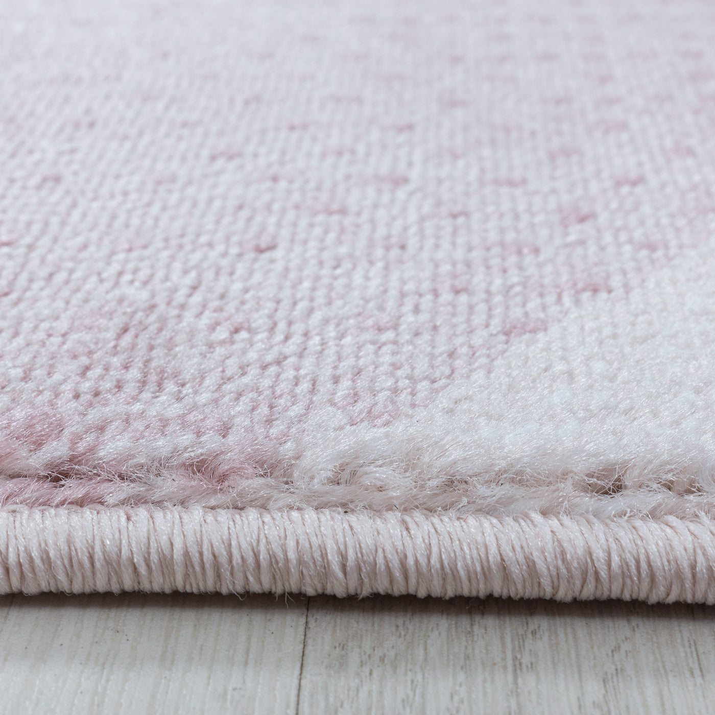 Teppich Läufer Set Schlafzimmer Kurzflor Weich Bettumrandung Wellen Motiv Pink