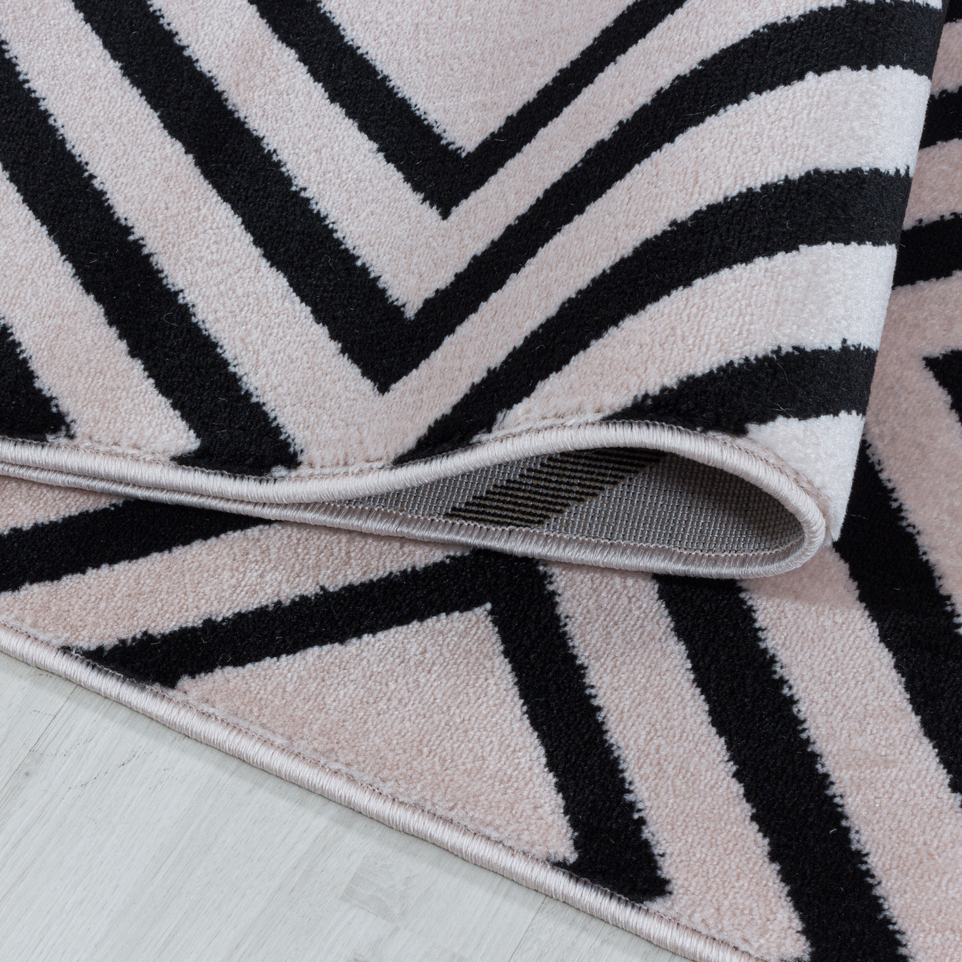 Teppich Läufer Set Schlafzimmer Kurzflor Weich Bettumrandung Skandi Design Pink
