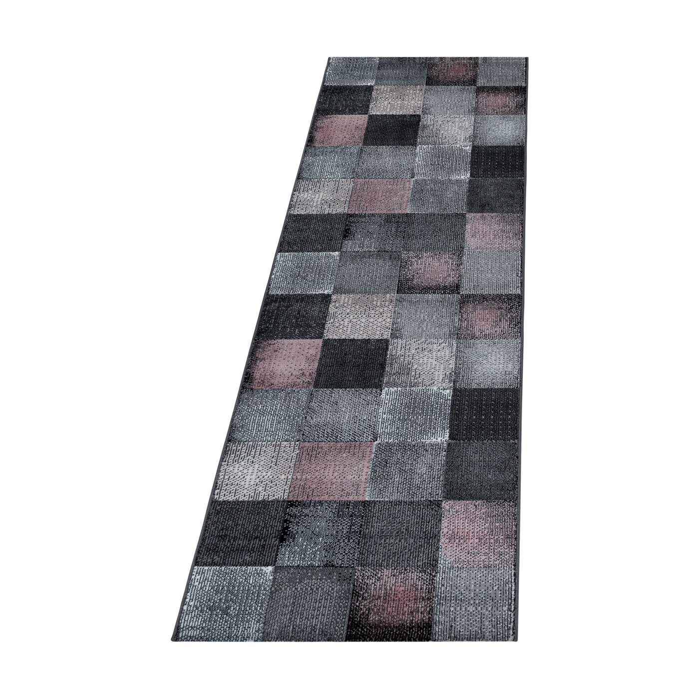 Teppich Läufer Set Schlafzimmer Kurzflor Weich Bettumrandung Design Grau Pink