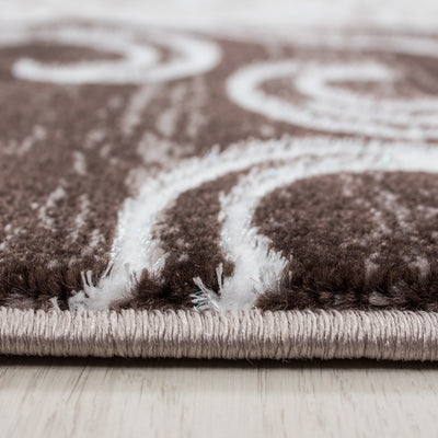Kurzflor Teppich Patchwork Design Optik Tribal Muster Grau Braun Beige Meliert
